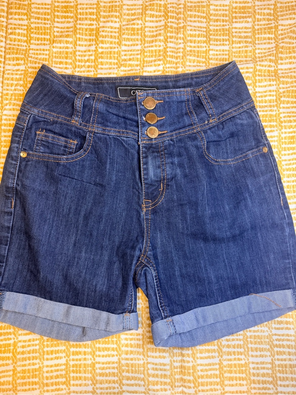 Cato Dark Blue High-Rise Rolled Hem Denim Shorts